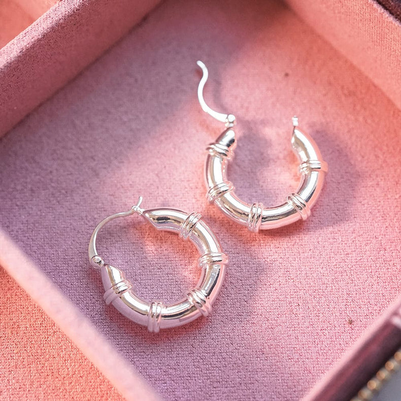 Polly Chunky Hoop Earrings Silver Plate