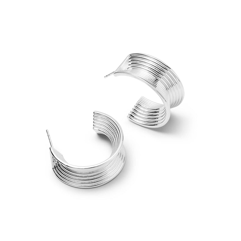 Polly Chunky Tidal Hoop Earrings Silver Plate recommended