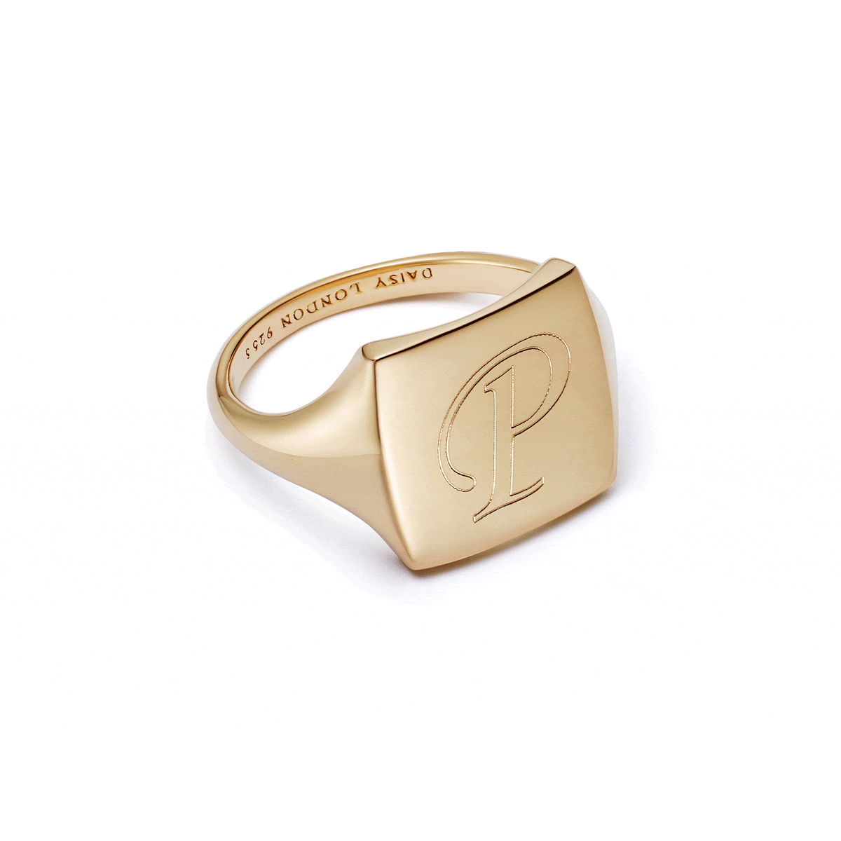 Polly Sayer Engravable Square Signet Ring 18ct Gold Plate – Daisy London