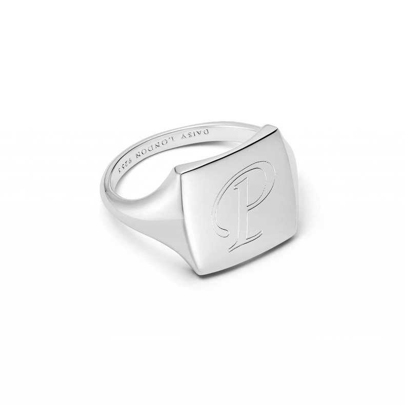 Polly Engravable Square Signet Ring Sterling Silver