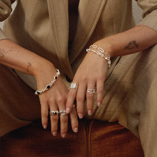 Polly Engravable Square Signet Ring Sterling Silver