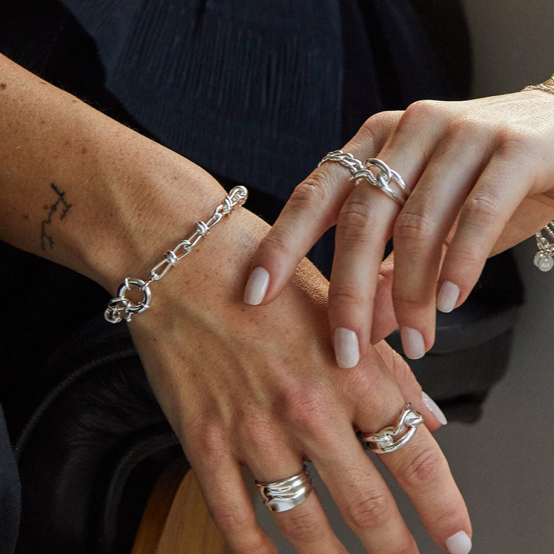 Polly Knot Chain Layering Set Silver Plate