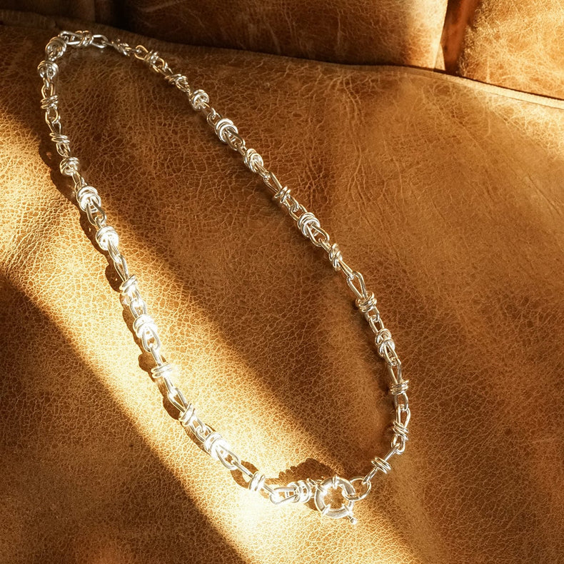Polly Knot Chain Necklace Silver Plate