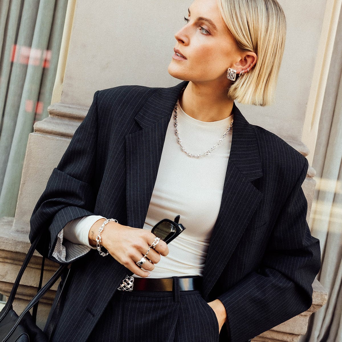 Polly Large Knot Chain Ring Sterling Silver