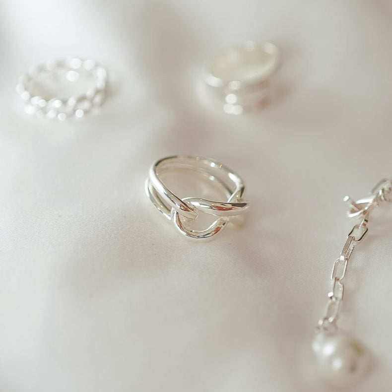 Polly Large Knot Chain Ring Sterling Silver