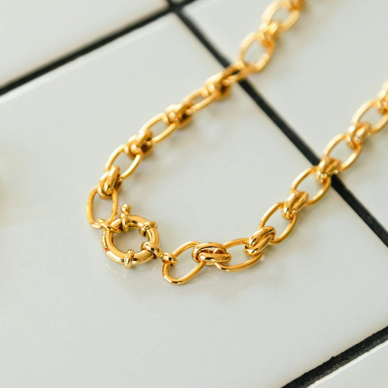 Polly Vintage Link Chain Necklace 18ct Gold Plate