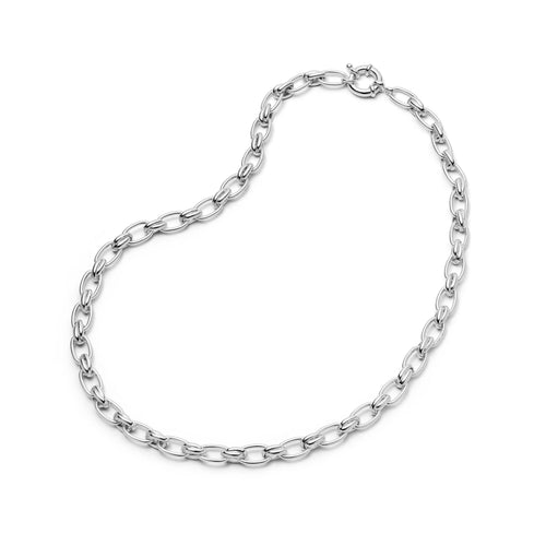 Polly Vintage Link Chain Necklace Silver Plate