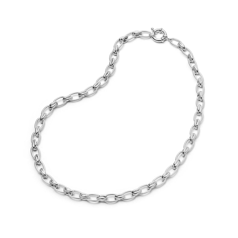 Polly Vintage Link Chain Necklace Silver Plate