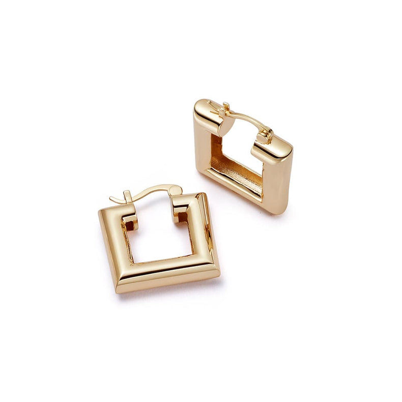 Polly Sayer Mini Chubby Square Hoop Earrings 18ct Gold Plate recommended