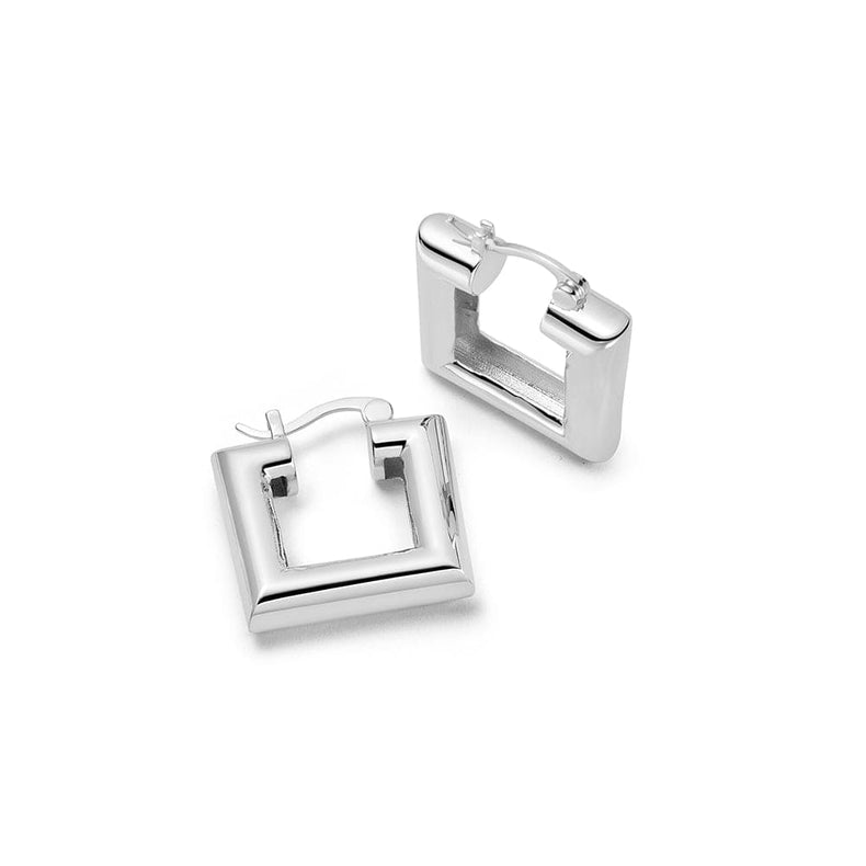 Polly Sayer Mini Chubby Square Hoop Earrings Silver Plate recommended