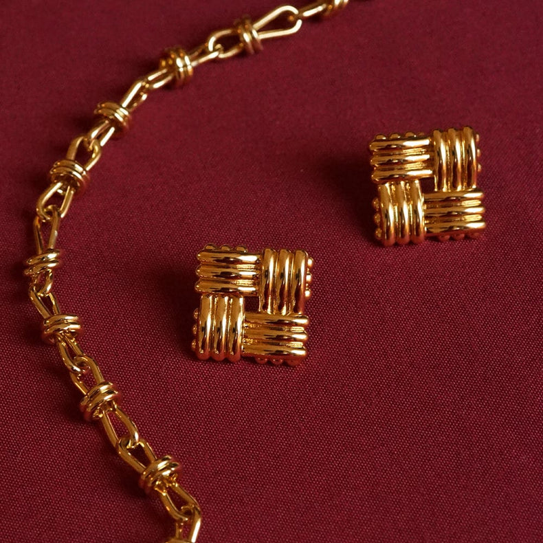 Polly Mini Lattice Stud Earrings 18ct Gold Plate