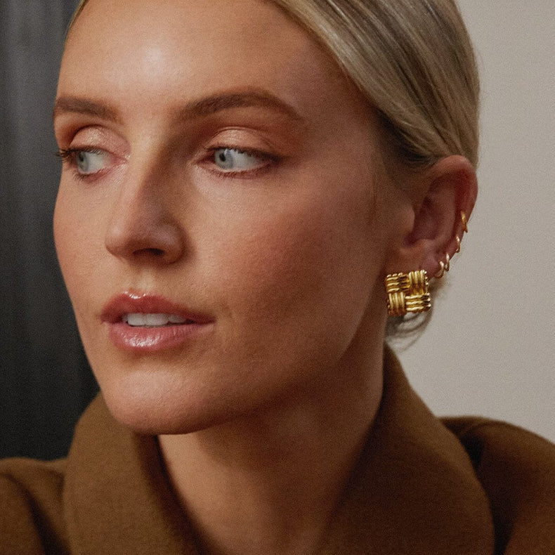 Polly Mini Lattice Stud Earrings 18ct Gold Plate