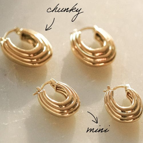 Polly Mini Ridge Hoop Earrings 18ct Gold Plate