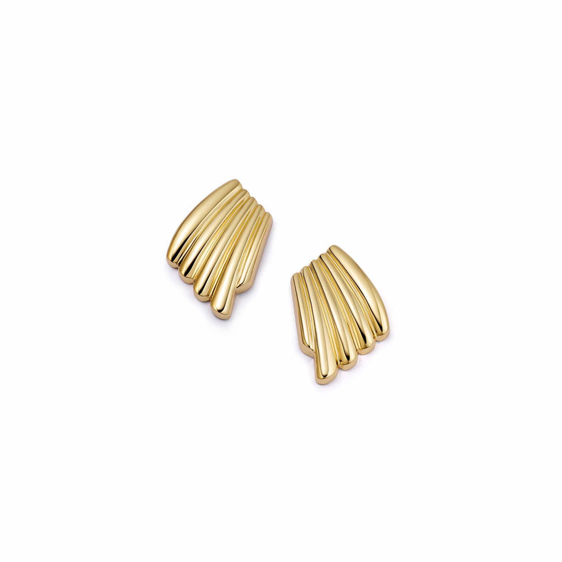 Polly Mini Wave Stud Earrings 18ct Gold Plate