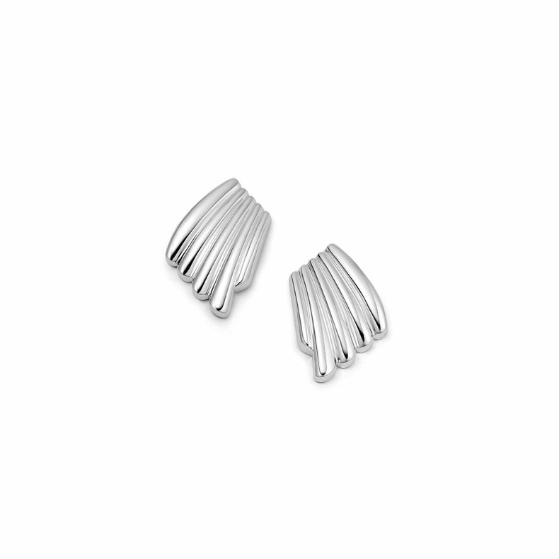 Polly Mini Wave Stud Earrings Silver Plate