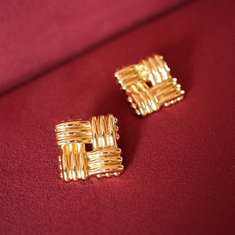 Polly Oversized Lattice Stud Earrings 18ct Gold Plate