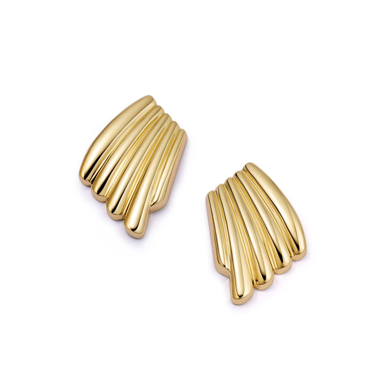 Polly Oversized Wave Stud Earrings 18ct Gold Plate