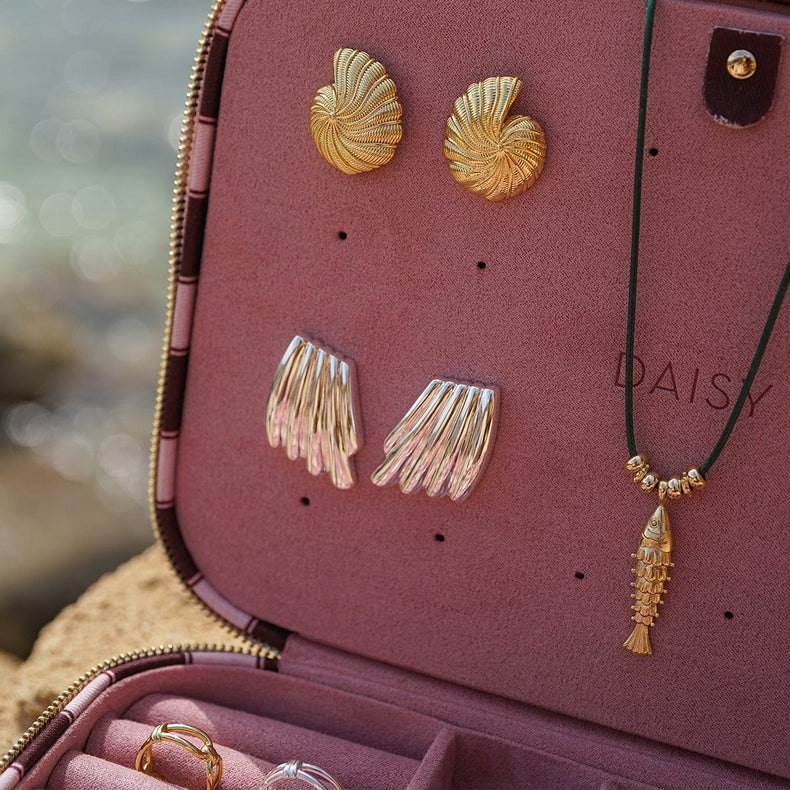 Polly Sayer Oversized Wave Stud Earrings Silver Plate