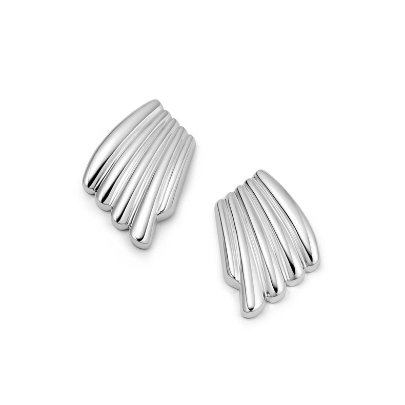 Polly Oversized Wave Stud Earrings Silver Plate