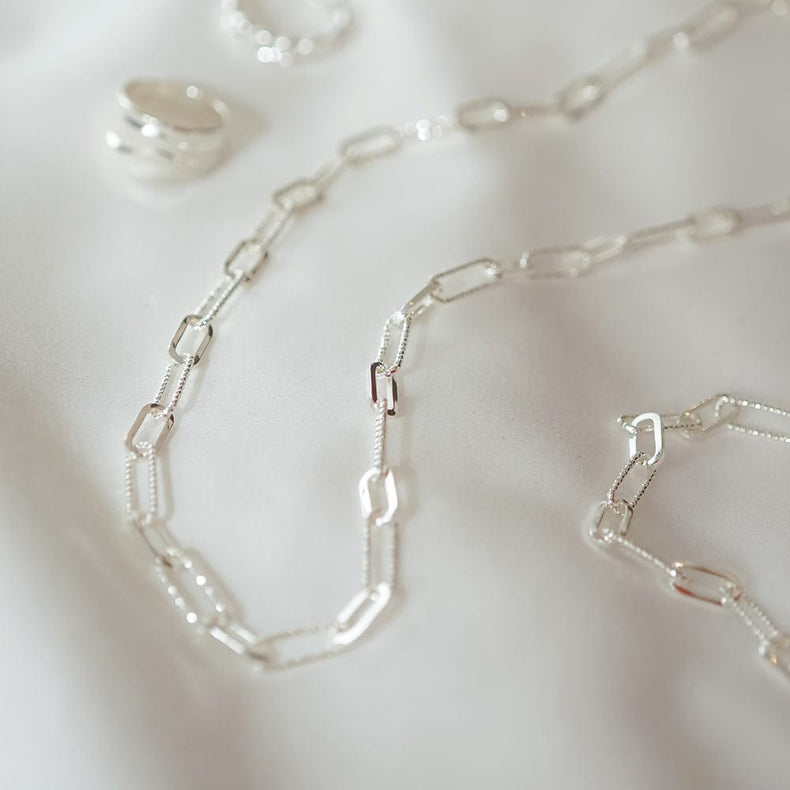 Polly Paperclip Chain Necklace Silver Plate
