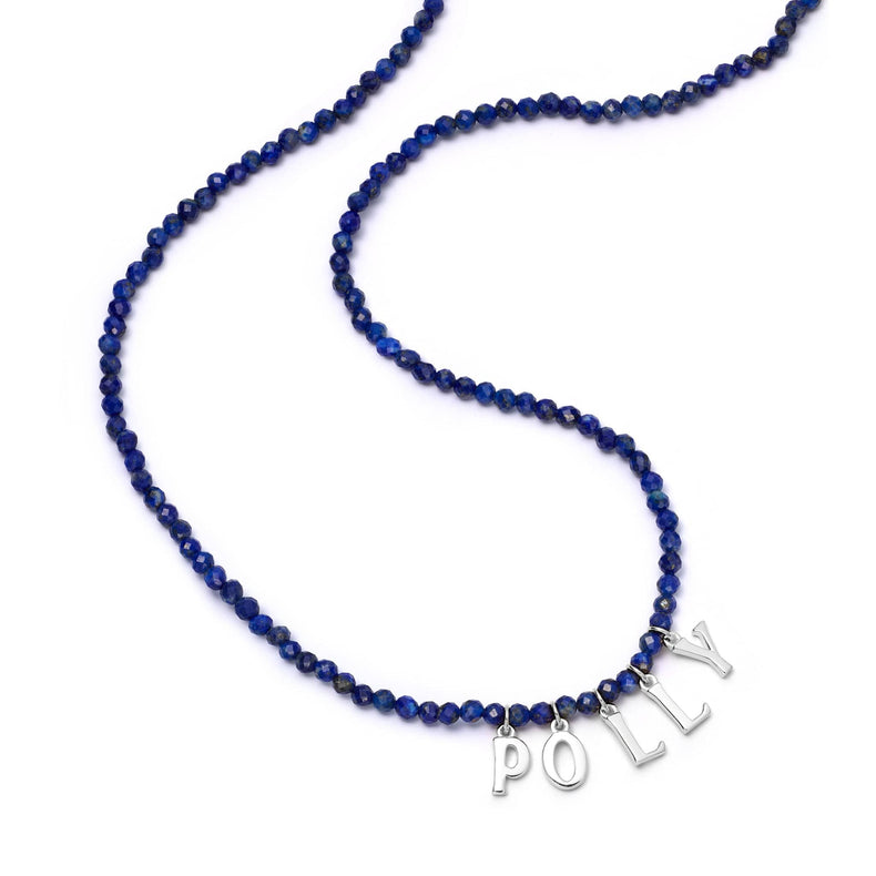 Polly Personalised Lapis Bead Necklace Sterling Silver recommended