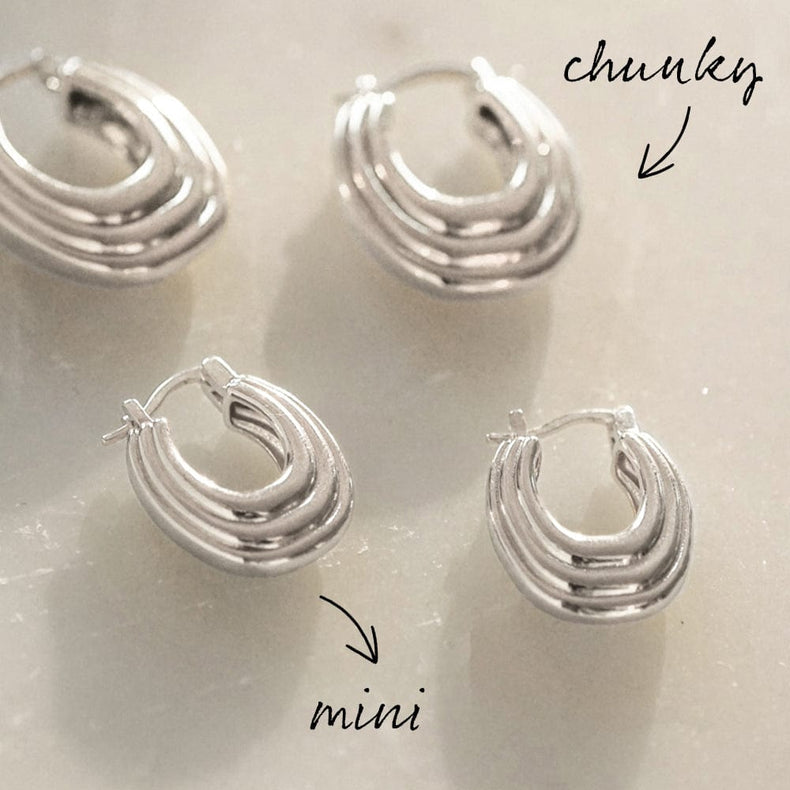 Polly Ridge Hoop Earring Stack Silver Plate