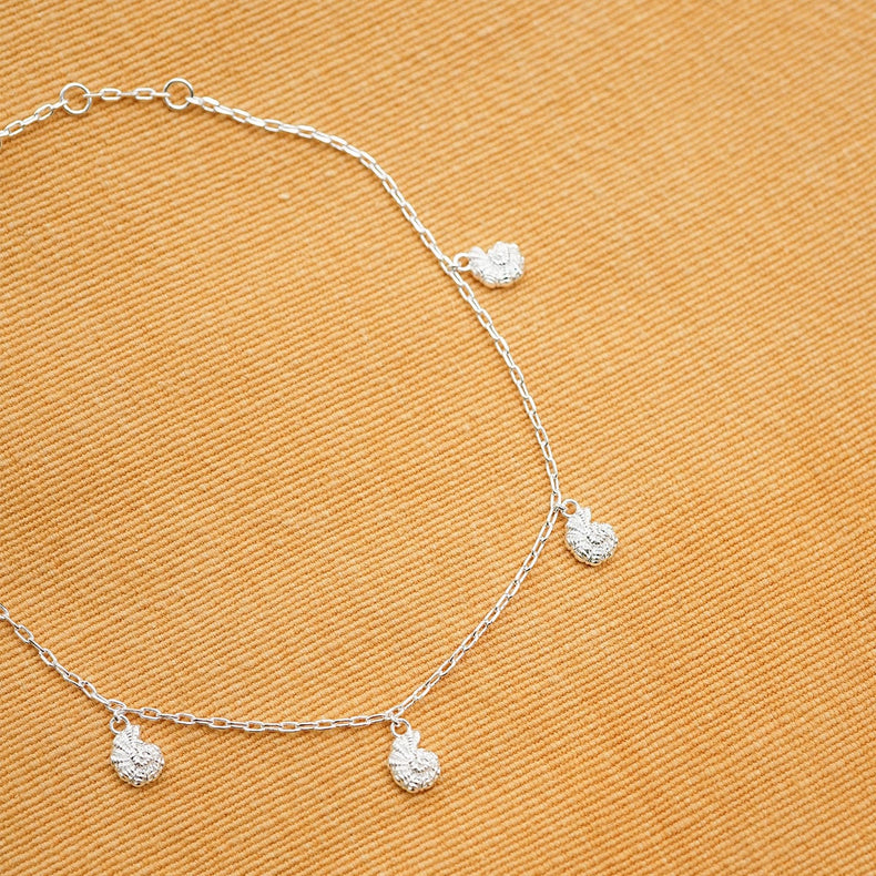 Polly Shell Charm Anklet Silver Plate