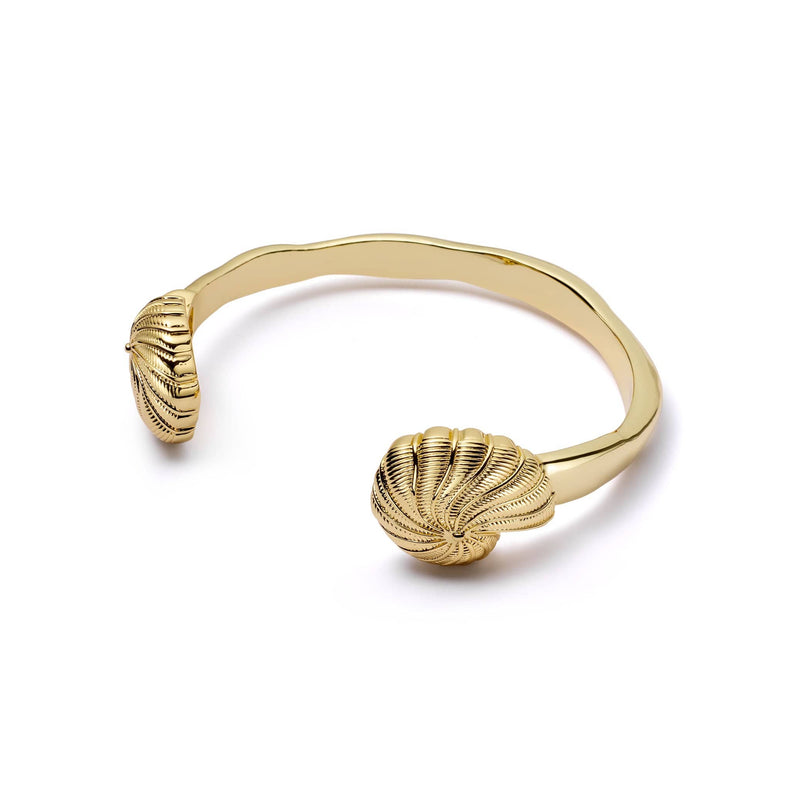 Polly Shell Cuff Bangle 18ct Gold Plate