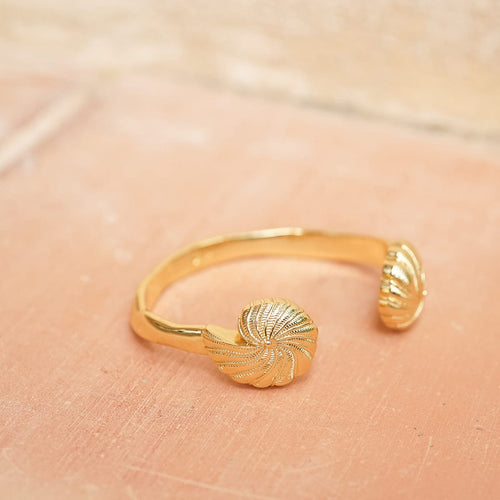 Polly Shell Cuff Bangle 18ct Gold Plate