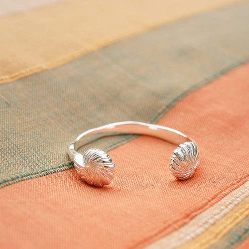 Polly Shell Cuff Bangle Silver Plate
