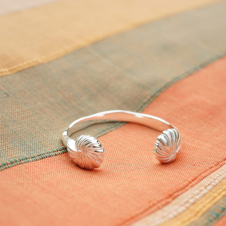 Polly Shell Cuff Bangle Silver Plate