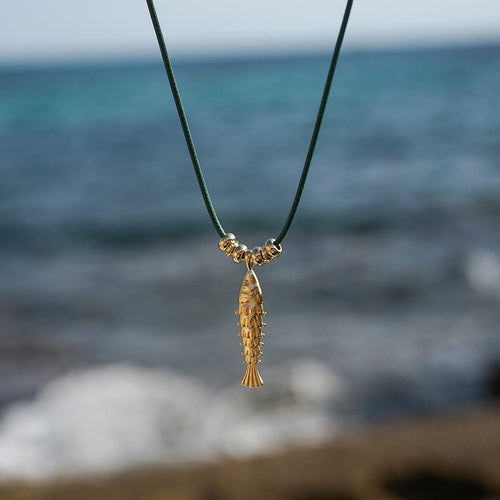 Polly Tidal Fish Cord Necklace 18ct Gold Plate