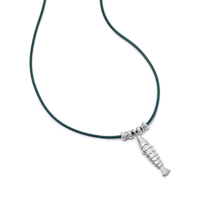 Polly Tidal Fish Cord Necklace Silver Plate recommended