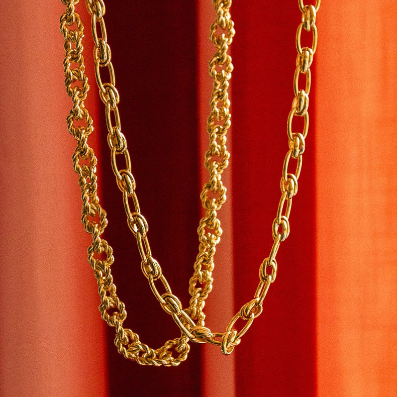 Polly Vintage Rope Chain Necklace 18ct Gold Plate