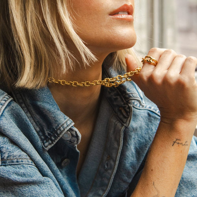 Polly Vintage Rope Chain Necklace 18ct Gold Plate