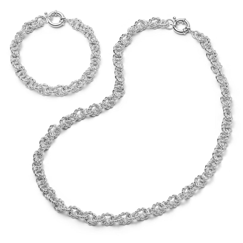 Polly Vintage Rope Chain Layering Set Silver Plate