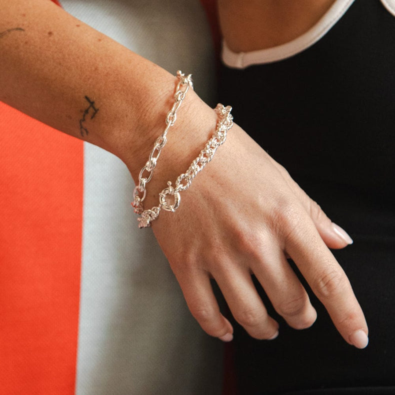 Polly Vintage Rope Chain Layering Set Silver Plate