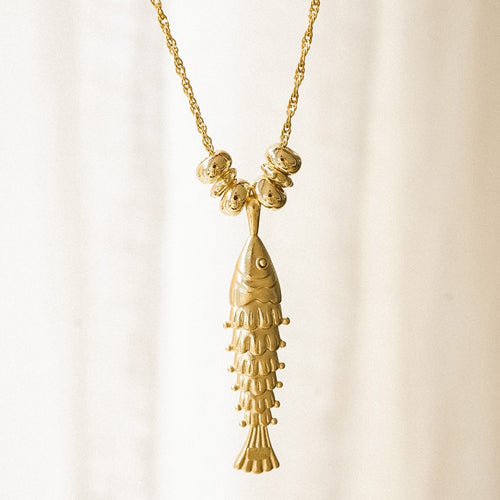 Polly Tidal Fish Chain Necklace 18ct Gold Plate