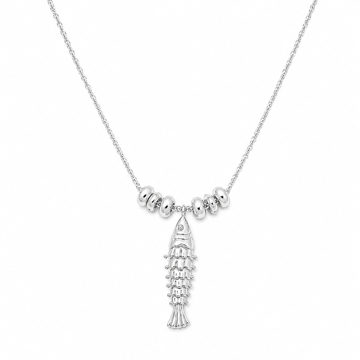 Polly Tidal Fish Chain Necklace Silver Plate