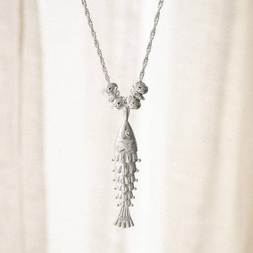 Polly Tidal Fish Chain Necklace Silver Plate