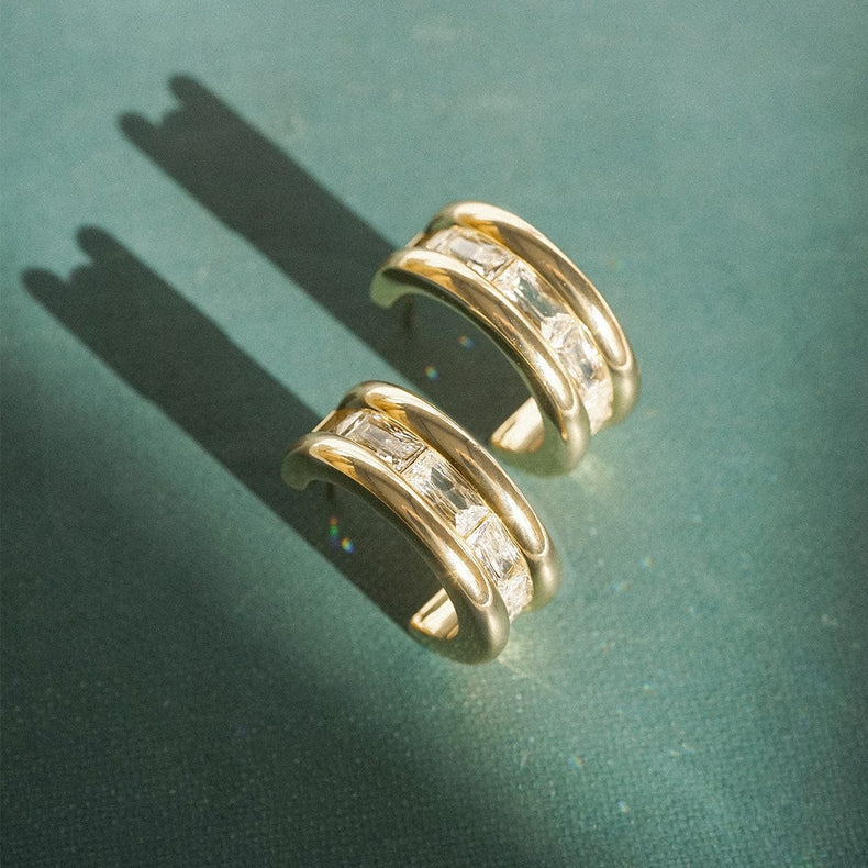 Polly Crystal Maxi Hoop Earrings 18ct Gold Plate