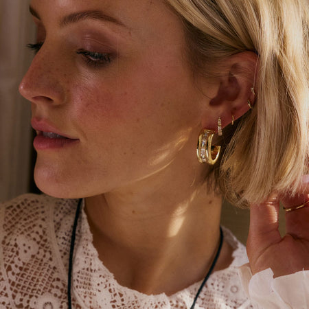 Polly Crystal Maxi Hoop Earrings 18ct Gold Plate recommended