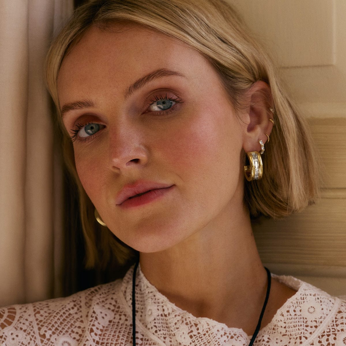 Polly Crystal Maxi Hoop Earrings 18ct Gold Plate