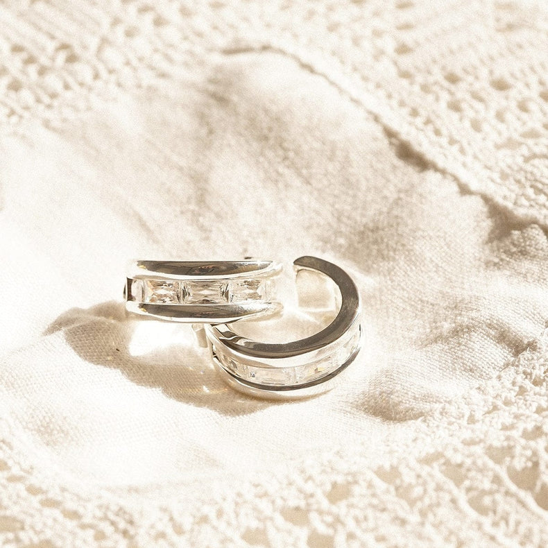 Polly Crystal Maxi Hoop Earrings Sterling Silver