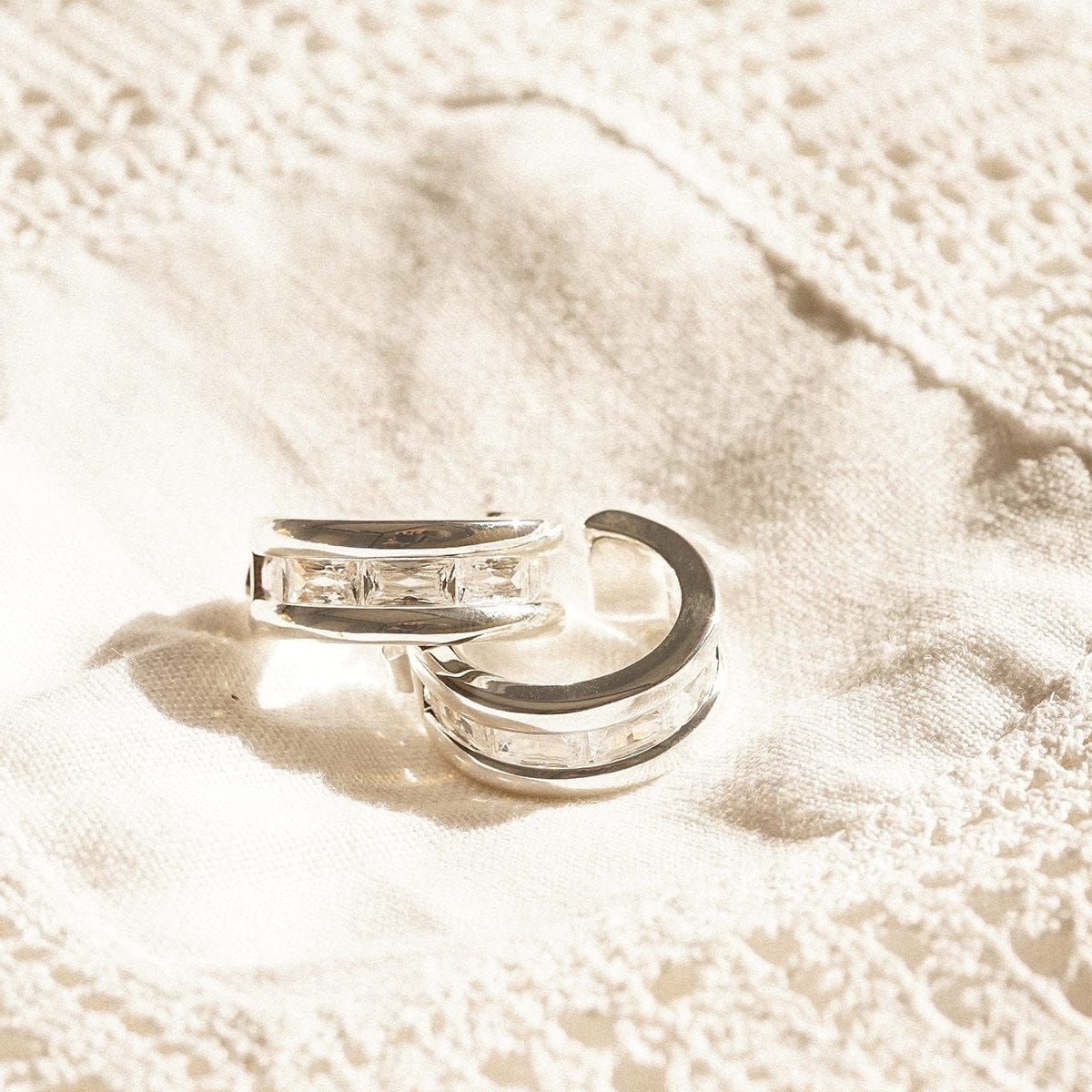 Polly Crystal Maxi Hoop Earrings Sterling Silver