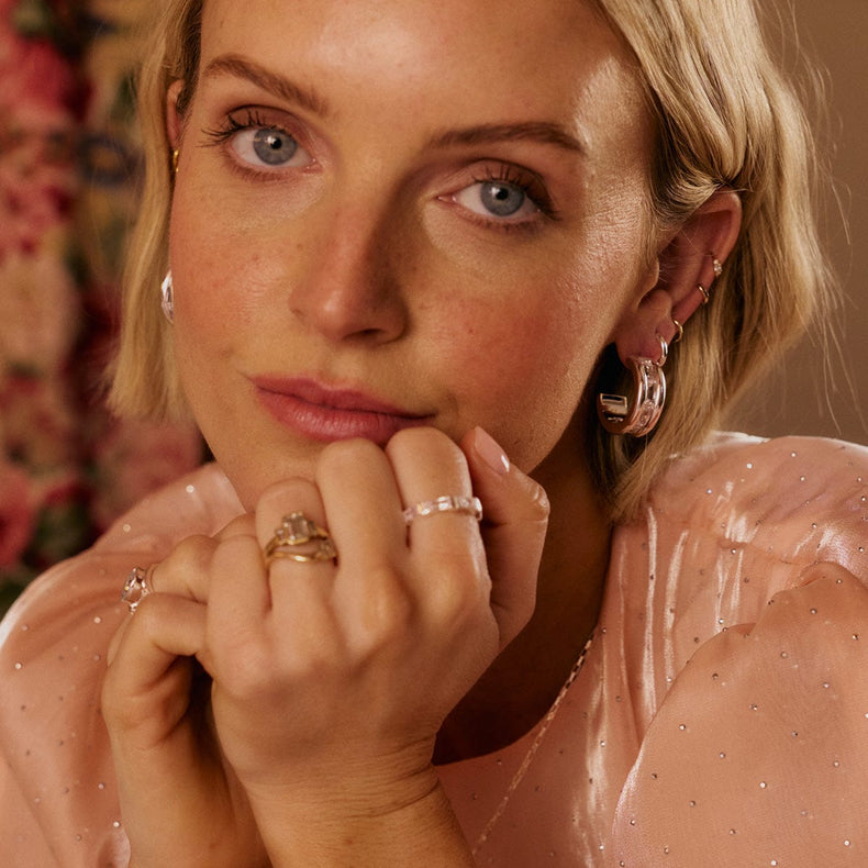 Polly Crystal Maxi Hoop Earrings Sterling Silver