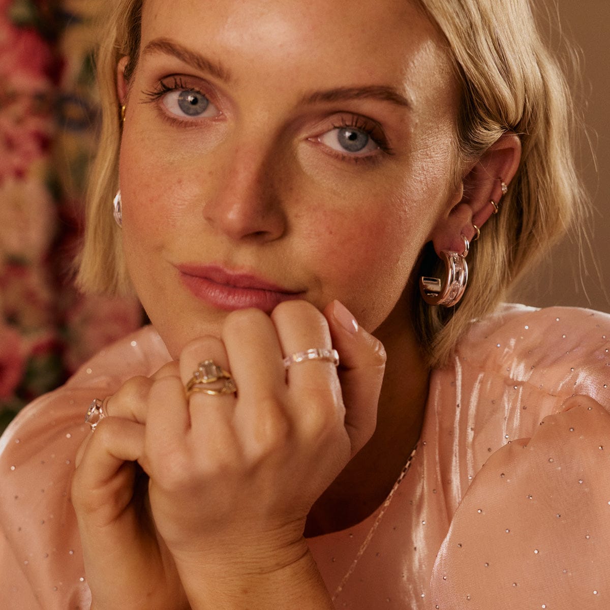 Polly Crystal Maxi Hoop Earrings Sterling Silver