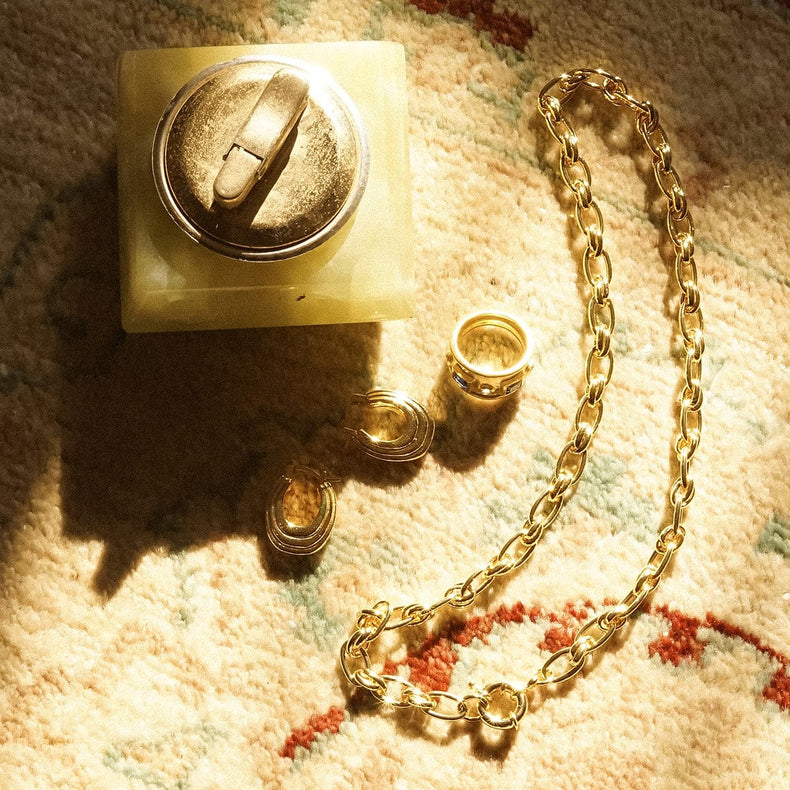 Polly Vintage Link Chain Necklace 18ct Gold Plate