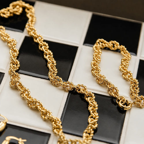 Polly Vintage Rope Chain Necklace 18ct Gold Plate