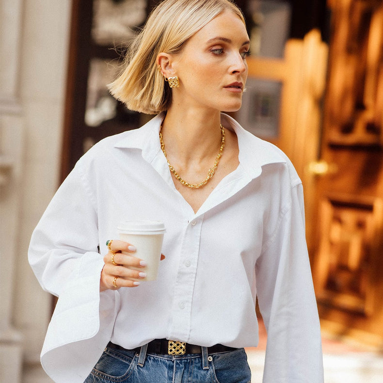 Polly Woven Leather Look 18ct Gold Plate